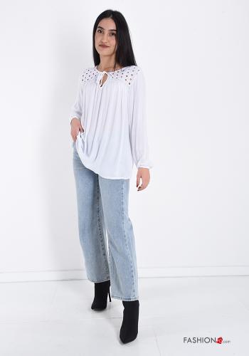 Blusa  con fiocco pizzo con nastro - ph 5