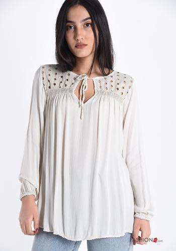Blouse  lace with ribbon with bow - ph 1