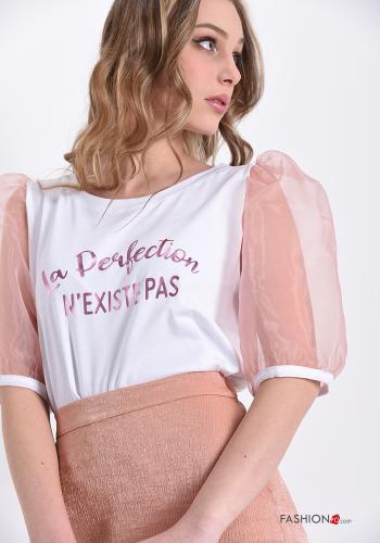 T-shirt in Cotton  tulle Written print - ph 1