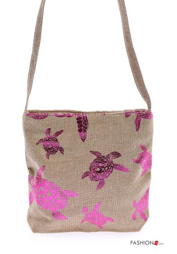 Bolso de Lino de playa Estampado animales con cremallera con bandolera - ph 1