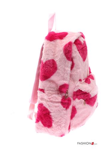 Mochila pelo sintético estampado coração com fecho - ph 2
