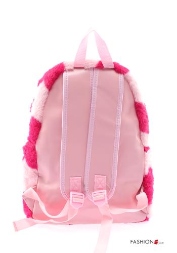 Mochila pelo sintético estampado coração com fecho - ph 3