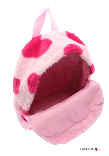Mochila pelo sintético estampado coração com fecho - ph 5
