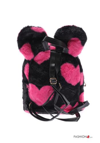 Sac à dos fourrure synthétique motif coeur avec fermeture éclair - ph 3