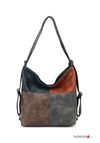 Borsa a spalla ecopelle con zip con tracolla - ph 1