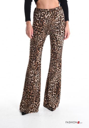 Pantalon évasé Imprimé animalier avec élastique - ph 1