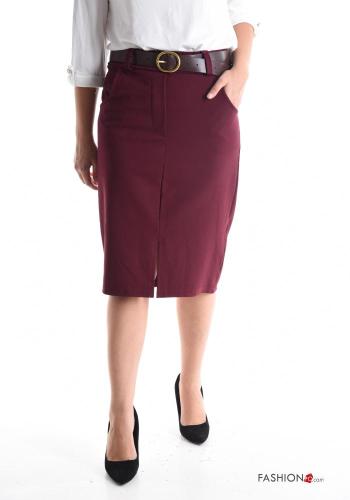Saia Longuette midi com cinto com bolsos com fenda - ph 1