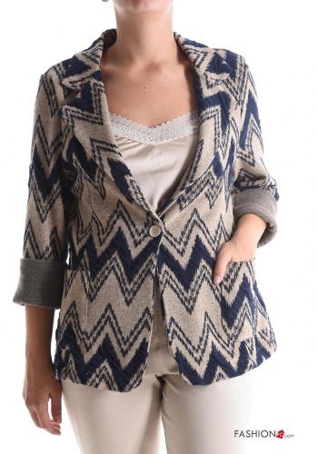 Geometric pattern long sleeve Cotton Jacket with buttons without lining - ph 1