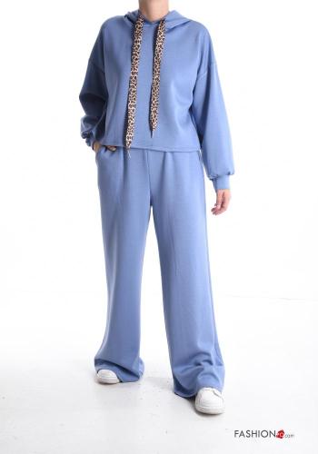 Tuta sportiva wide leg maniche lunghe lungo con elastico con tasche con cappuccio - ph 1