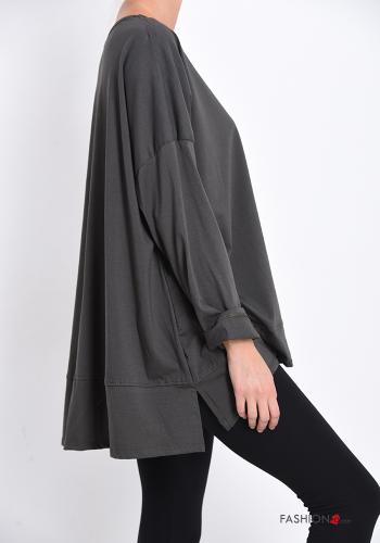 Bedrucktes Muster Langarmshirt aus Baumwolle mit Volants - ph 3