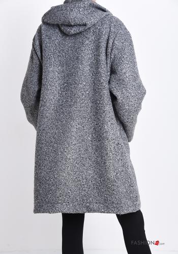 Cappotto con zip con tasche con cappuccio - ph 2