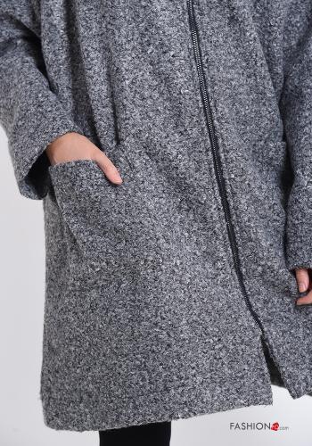 Cappotto con zip con tasche con cappuccio - ph 4