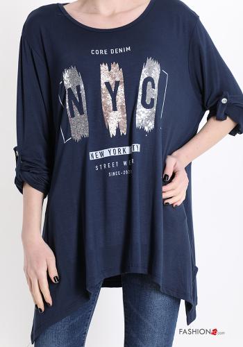 Bedrucktes Muster Langarmshirt mit Pailletten - ph 1