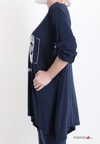 Bedrucktes Muster Langarmshirt mit Pailletten - ph 3