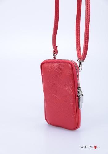 Custodia in Vera pelle per cellulare con zip con tracolla - ph 2