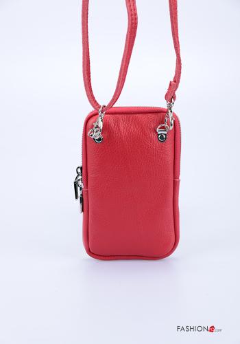 Custodia in Vera pelle per cellulare con zip con tracolla - ph 3
