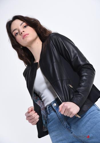 Veste en Cuir Véritable avec fermeture éclair - ph 1