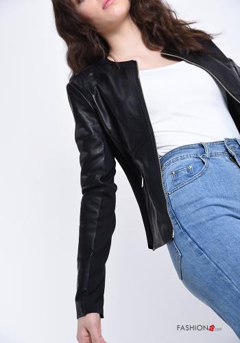 Veste en Cuir Véritable avec fermeture éclair - ph 3