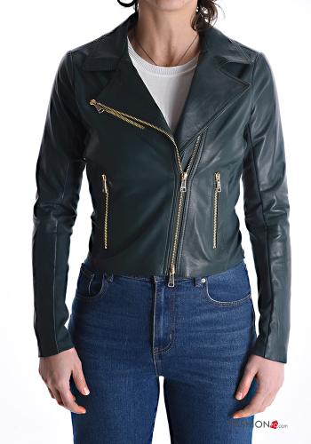 Bikerjacke aus Echtes Leder mit Taschen mit Futter mit Reißverschluss - ph 1