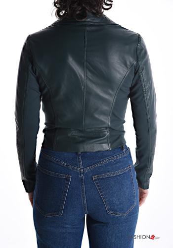 Bikerjacke aus Echtes Leder mit Taschen mit Futter mit Reißverschluss - ph 2