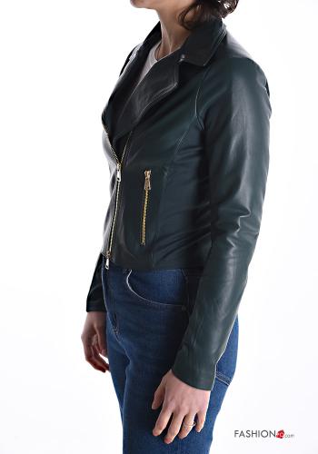 Bikerjacke aus Echtes Leder mit Taschen mit Futter mit Reißverschluss - ph 3