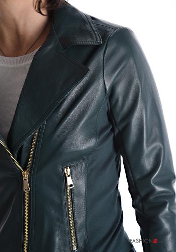 Bikerjacke aus Echtes Leder mit Taschen mit Futter mit Reißverschluss - ph 4