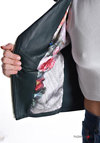 Bikerjacke aus Echtes Leder mit Taschen mit Futter mit Reißverschluss - ph 7