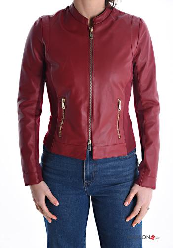 Veste en Cuir Véritable avec fermeture éclair avec doublure avec poches - ph 1