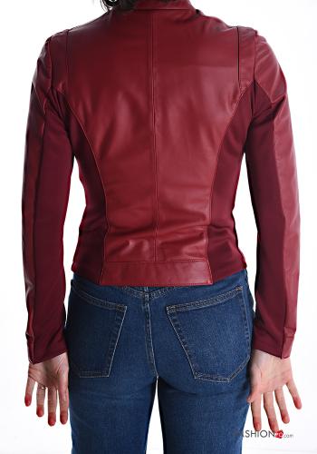 Veste en Cuir Véritable avec fermeture éclair avec doublure avec poches - ph 2