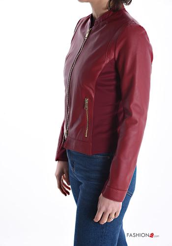 Veste en Cuir Véritable avec fermeture éclair avec doublure avec poches - ph 3
