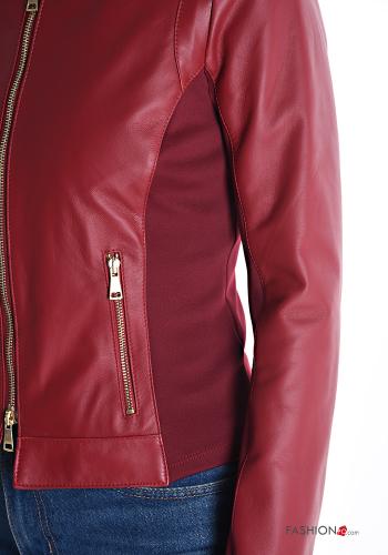 Veste en Cuir Véritable avec fermeture éclair avec doublure avec poches - ph 4