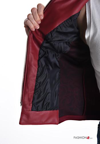 Veste en Cuir Véritable avec fermeture éclair avec doublure avec poches - ph 5