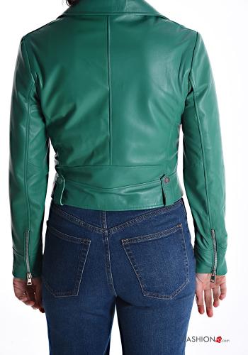 Bikerjacke aus Echtes Leder mit Taschen mit Futter mit Reißverschluss - ph 2