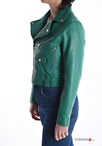 Bikerjacke aus Echtes Leder mit Taschen mit Futter mit Reißverschluss - ph 3