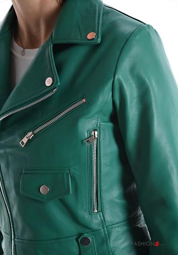 Bikerjacke aus Echtes Leder mit Taschen mit Futter mit Reißverschluss - ph 4