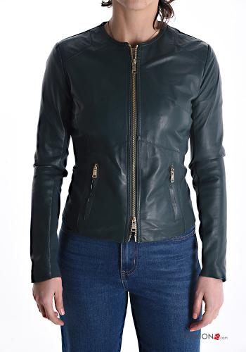 Genuine Leather Jacket with pockets with lining with zip - ph 1