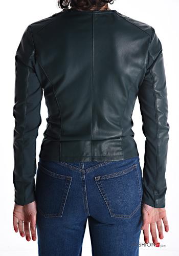 Genuine Leather Jacket with pockets with lining with zip - ph 2