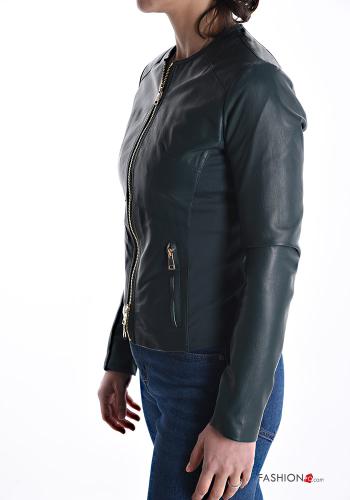 Genuine Leather Jacket with pockets with lining with zip - ph 3