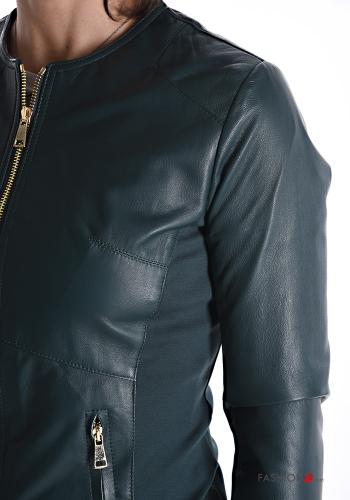 Genuine Leather Jacket with pockets with lining with zip - ph 4