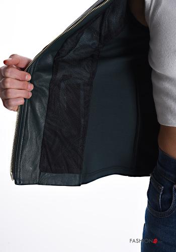 Genuine Leather Jacket with pockets with lining with zip - ph 6