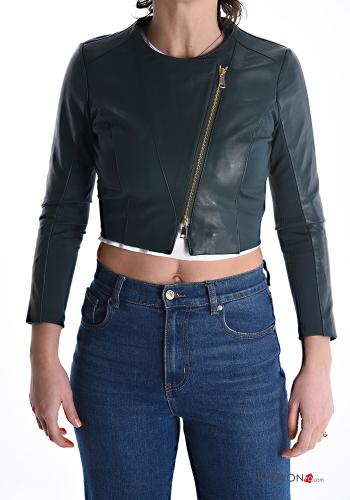 Bolerino in Vera pelle corto con zip con fodera