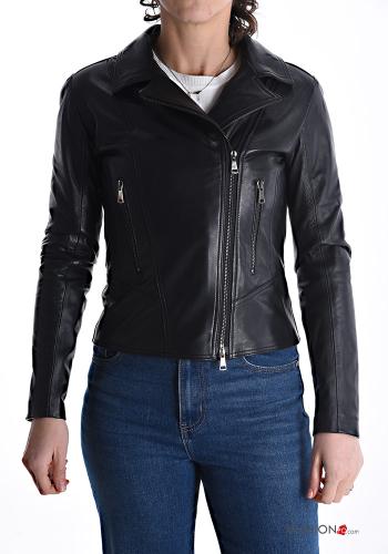 Bikerjacke aus Echtes Leder mit Taschen mit Futter mit Reißverschluss - ph 1