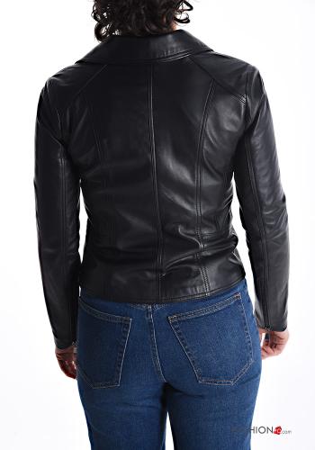 Bikerjacke aus Echtes Leder mit Taschen mit Futter mit Reißverschluss - ph 2