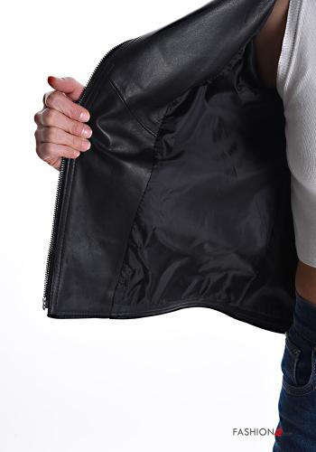 Bikerjacke aus Echtes Leder mit Taschen mit Futter mit Reißverschluss - ph 6