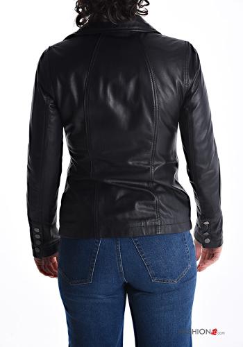 Bikerjacke aus Echtes Leder mit Taschen mit Futter mit Reißverschluss - ph 2