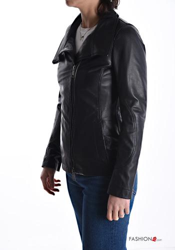 Bikerjacke aus Echtes Leder mit Taschen mit Futter mit Reißverschluss - ph 3