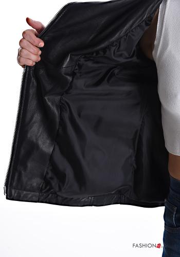 Bikerjacke aus Echtes Leder mit Taschen mit Futter mit Reißverschluss - ph 6