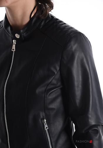 Jacke aus Echtes Leder mit Taschen mit Futter mit Reißverschluss - ph 4