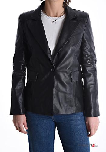 Genuine Leather Jacket with buttons with lining with pockets