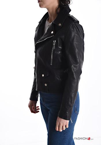 Chiodo in Vera pelle con zip con fodera - ph 3
